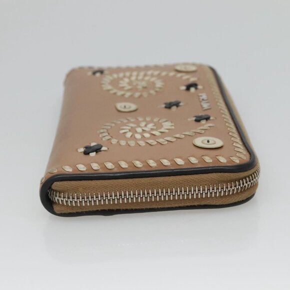 PRADA Long Wallet Leather Silver Beige Auth - Picture 5 of 16